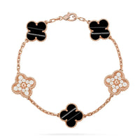 [Camiery]Clover Laser  Pulsar Stone 5-Motif & LOVE Diamond-Paved Bracelet Stack Set