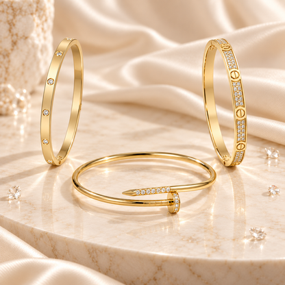 [Camiery] JUSTE Diamond & LOVE Diamond Bracelet Stack Set
