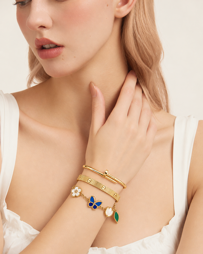 [Camiery]Clover Lucky Spring & Love & Juste Garden 3-Piece  Bracelet Stack Set