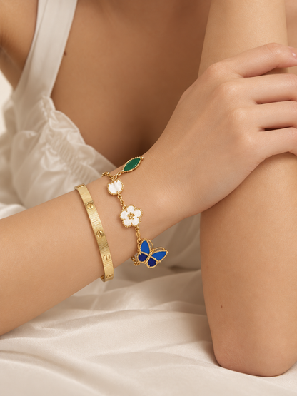 [Camiery] Lucky Spring Butterfly 5-Motif & LOVE Unlimited Bracelet Stack Set