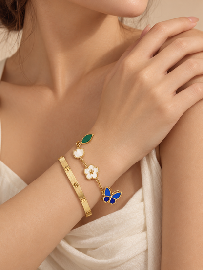 [Camiery] Lucky Spring Butterfly 5-Motif & LOVE Unlimited Bracelet Stack Set