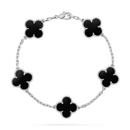 [Camiery]Clover & Love Sliver 2-Piece Bracelet Stack Set