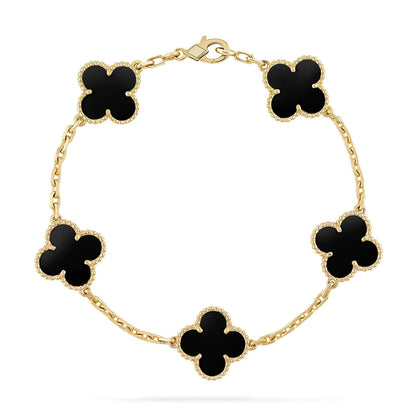 [Camiery]Force Horseshoe & Clover 5 Motifs Bracelet Stack Set