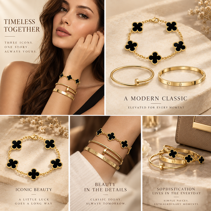 [Camiery]Clover & Juste & Lover  Bracelet Stack Set