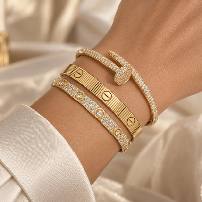 [Camiery]Love & Juste Statement Bracelet Trio Stack Set