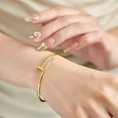 [Camiery] JUSTE Diamond & LOVE Diamond-Paved Bracelet Stack Set