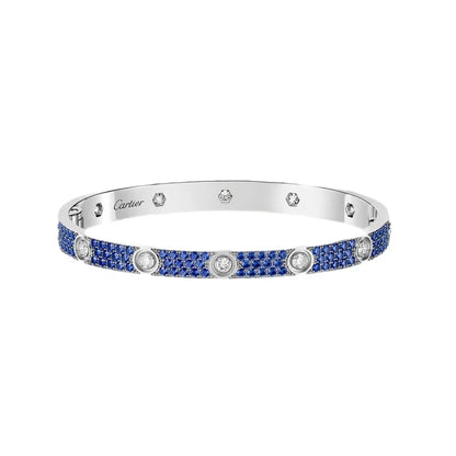 [Camiery]Pave Gemstone Love &Force Large Horseshoe Diamond Duo Bracelet Stack Set