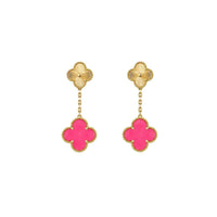 [Camiery]Clover Pink Enamel Necklace & Earring Jewelry Set