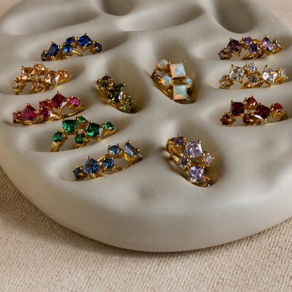 Princess Cut Birthstone Huggies