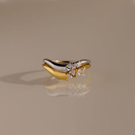 Mixed Metal Diamond Curve Ring Set