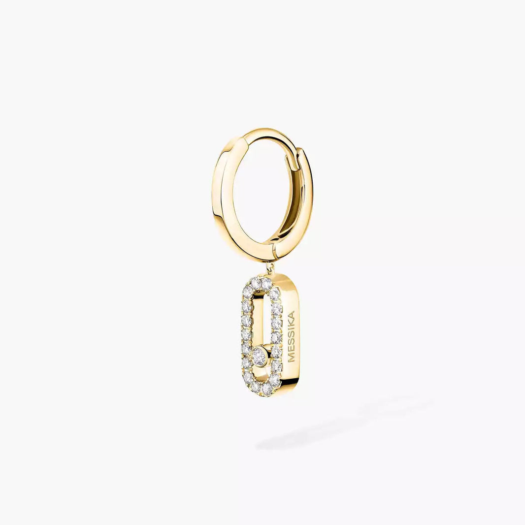 [Camiery]Move Uno Single Diamond Hoop Earring