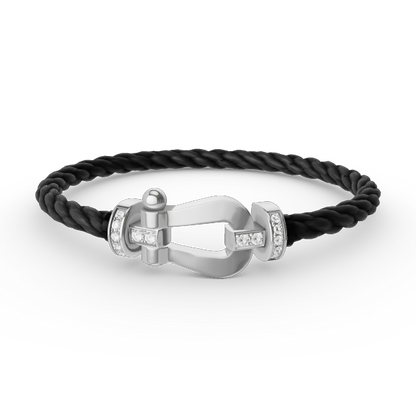 [Camiery]FORCE LARGE HORSESHOE HALF DIAMOND BRACELET SILVER
